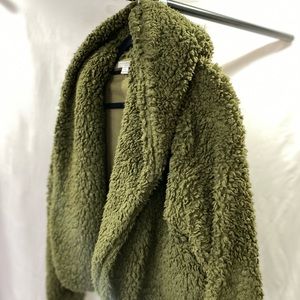 Olive Green Teddy Bomber Jacket